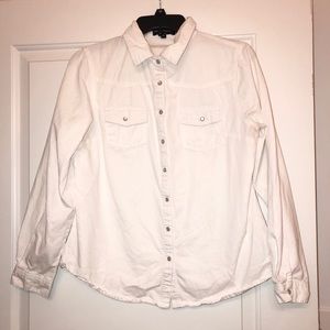 Pretty Little Things White Western Denim Shirt